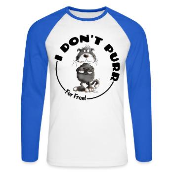 , je ne ronronne pas, chat disant chats - T-shirt baseball manches longues Homme - blanc/bleu royal - Devant - Nik (191cm)