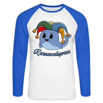 Karnewalsprinz Wortwitz Wortspiele Karneval Kostüm - Unisex Baseballshirt langarm - Weiß/Royalblau - Vorne - Nik (191cm)