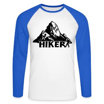 Randonneur - Randonnée en montagne [Noir] - T-shirt baseball manches longues Homme - blanc/bleu royal - Devant - Nik (191cm)