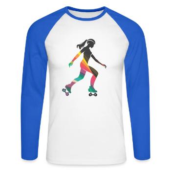 Roller skating girl - Unisex Long Sleeve Baseball T-Shirt - white/royal blue - Front - Nik (191cm)