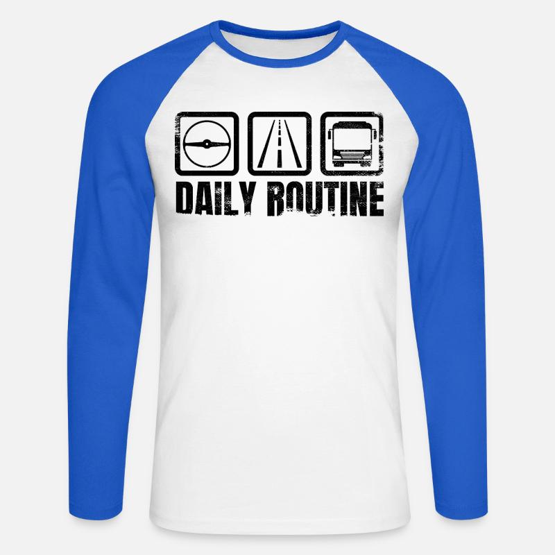 Busfahrer Routine - Unisex Baseballshirt langarm - Weiß/Royalblau
