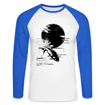Pêche - T-shirt baseball manches longues Homme - blanc/bleu royal - Devant - Nik (191cm)
