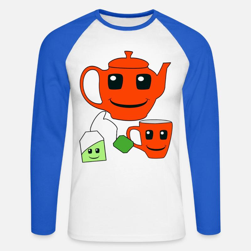 Teekanne Tee Tasse Teebeutel - Unisex Baseballshirt langarm - Weiß/Royalblau