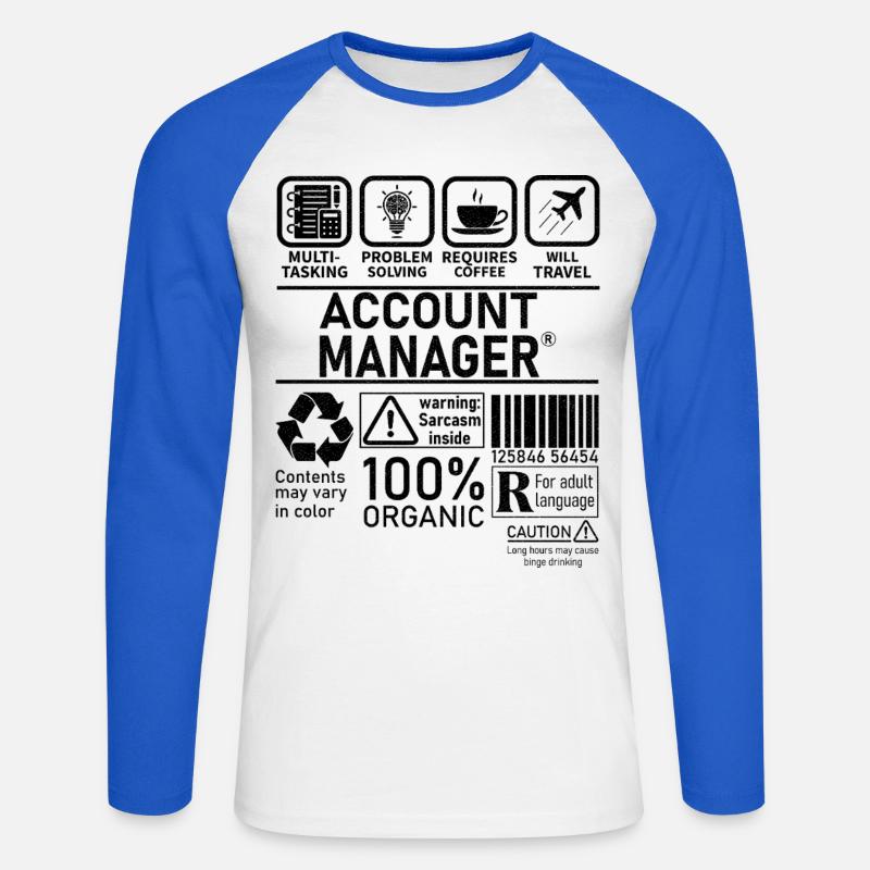 Account Manager Multi Tasking Problem Solving - Unisex Long Sleeve Baseball T-Shirt - white/royal blue