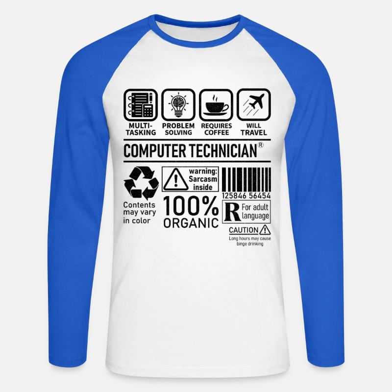 Computer Technician multi tasking problem solving - Unisex Long Sleeve Baseball T-Shirt - white/royal blue