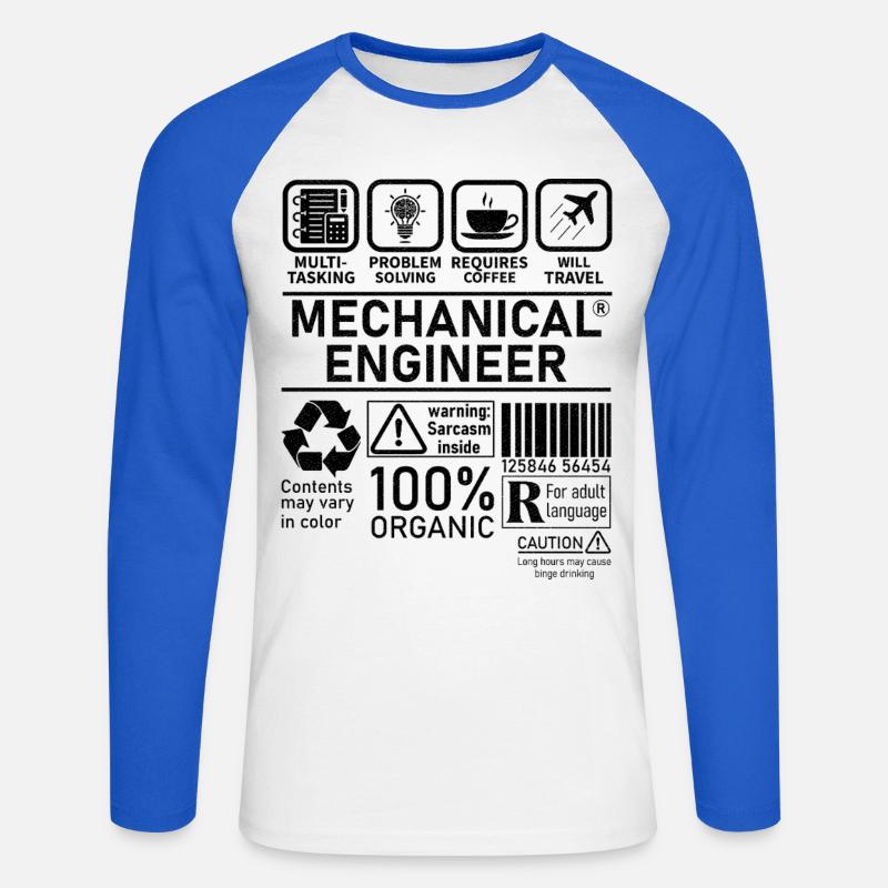Mechanical Engineer multi tasking problem solving - Unisex Long Sleeve Baseball T-Shirt - white/royal blue
