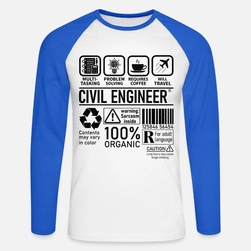 Civil Engineer multi tasking problem solving - Unisex Baseballshirt langarm - Weiß/Royalblau