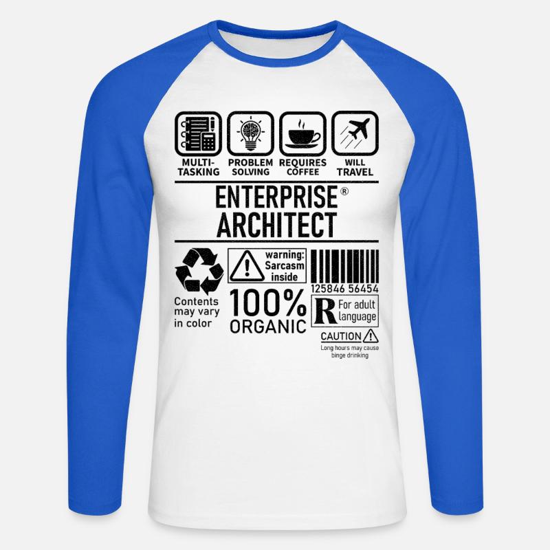 Enterprise Architect multi tasking problem solving - Unisex Long Sleeve Baseball T-Shirt - white/royal blue