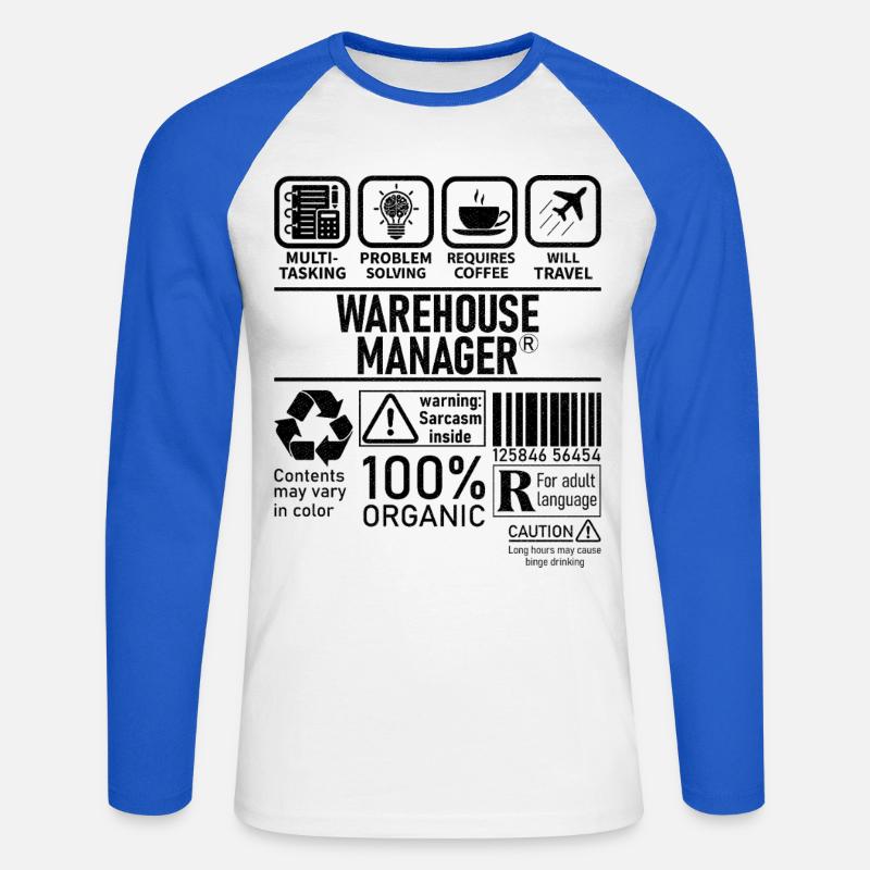 Warehouse Manager multi tasking problem solving - Unisex Long Sleeve Baseball T-Shirt - white/royal blue