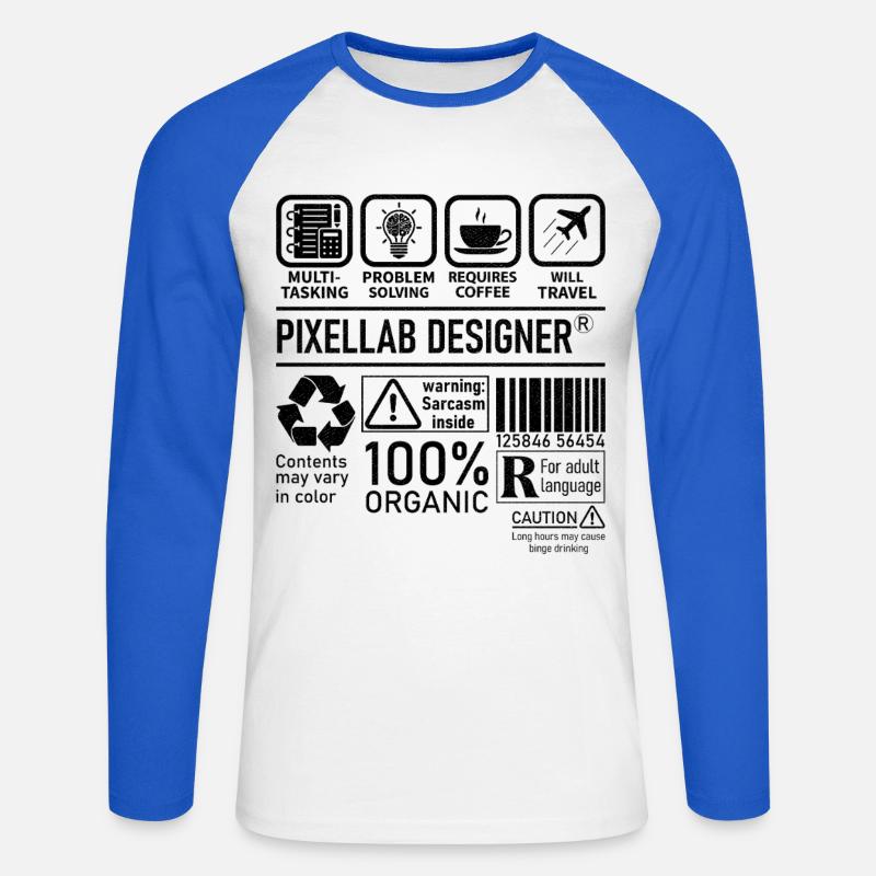 Pixellab Designer multi tasking problem solving - Unisex Baseballshirt langarm - Weiß/Royalblau