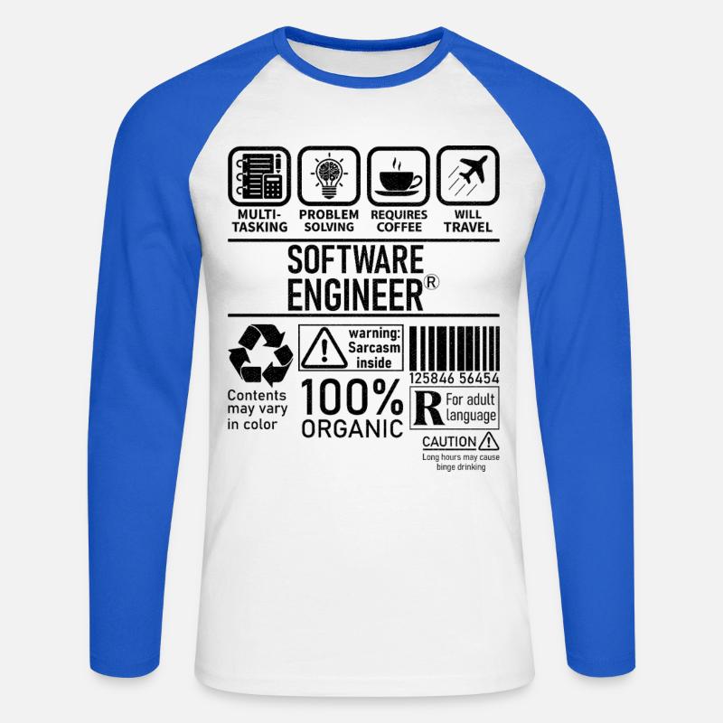 Software Engineer multi tasking problem solving - Unisex Long Sleeve Baseball T-Shirt - white/royal blue