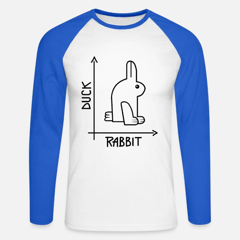 Ente oder Kaninchen Optische Täuschung - Unisex Baseballshirt langarm - Weiß/Royalblau