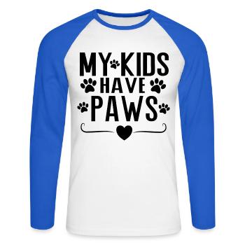 Mes enfants ont des pattes – Conception de la déclaration parentale de chien - T-shirt baseball manches longues Homme - blanc/bleu royal - Devant - Nik (191cm)