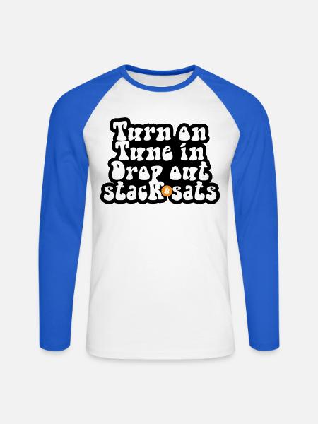 Bitcoin - Turn on Tune in Drop out Stack sats - Unisex Baseballshirt langarm - Weiß/Royalblau