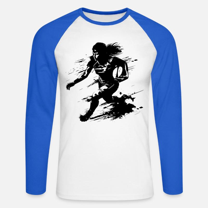 Rugby Player - Unisex Long Sleeve Baseball T-Shirt - white/royal blue