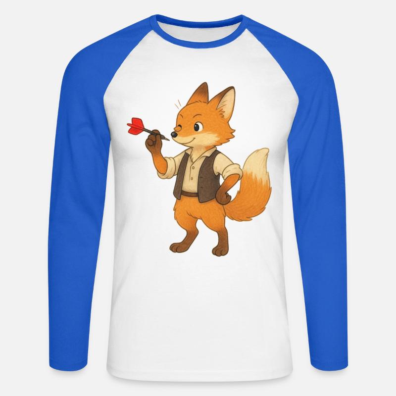 Fuchs beim Darten - Unisex Baseballshirt langarm - Weiß/Royalblau