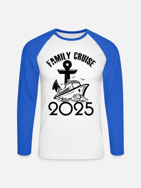 Family cruise 2025 - Unisex Long Sleeve Baseball T-Shirt - white/royal blue