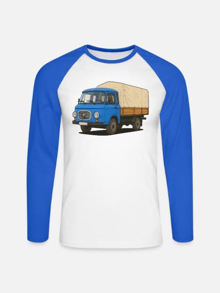 Plateau Est - T-shirt baseball manches longues Homme - blanc/bleu royal