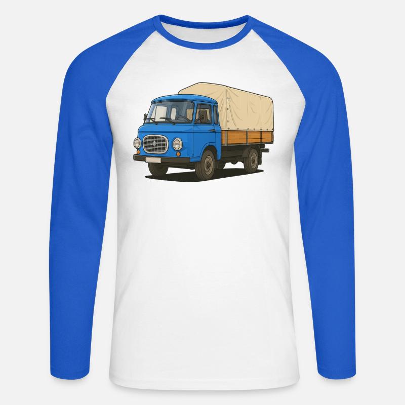 Ost-Pritsche - Unisex Baseballshirt langarm - Weiß/Royalblau