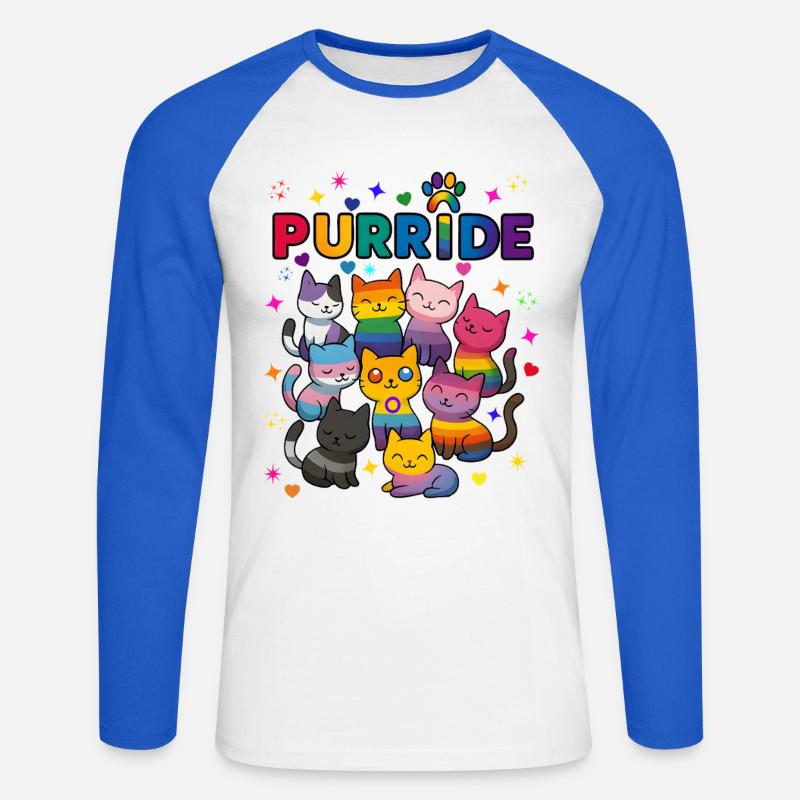 Purride LGBT Katzen - Unisex Baseballshirt langarm - Weiß/Royalblau