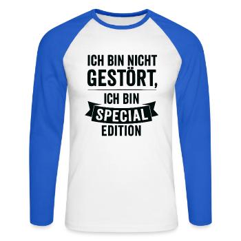 Je suis édition spéciale - T-shirt baseball manches longues Homme - blanc/bleu royal - Devant - Nik (191cm)