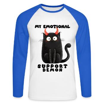 Soutien émotionnel Démon – Édition Chats drôles - T-shirt baseball manches longues Homme - blanc/bleu royal - Devant - Nik (191cm)
