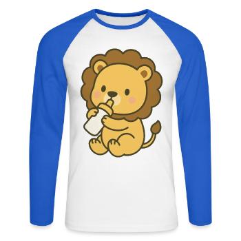 Milk King Cub - Lion Baby with Bottle - Unisex Long Sleeve Baseball T-Shirt - white/royal blue - Front - Nik (191cm)