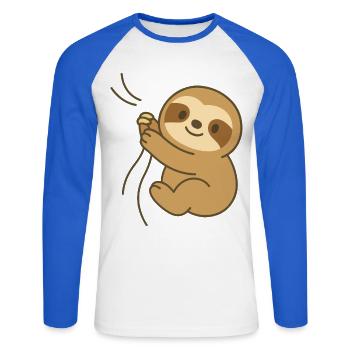 Cozy Sloth Hug - Cuddly Sloth Baby - Unisex Long Sleeve Baseball T-Shirt - white/royal blue - Front - Nik (191cm)