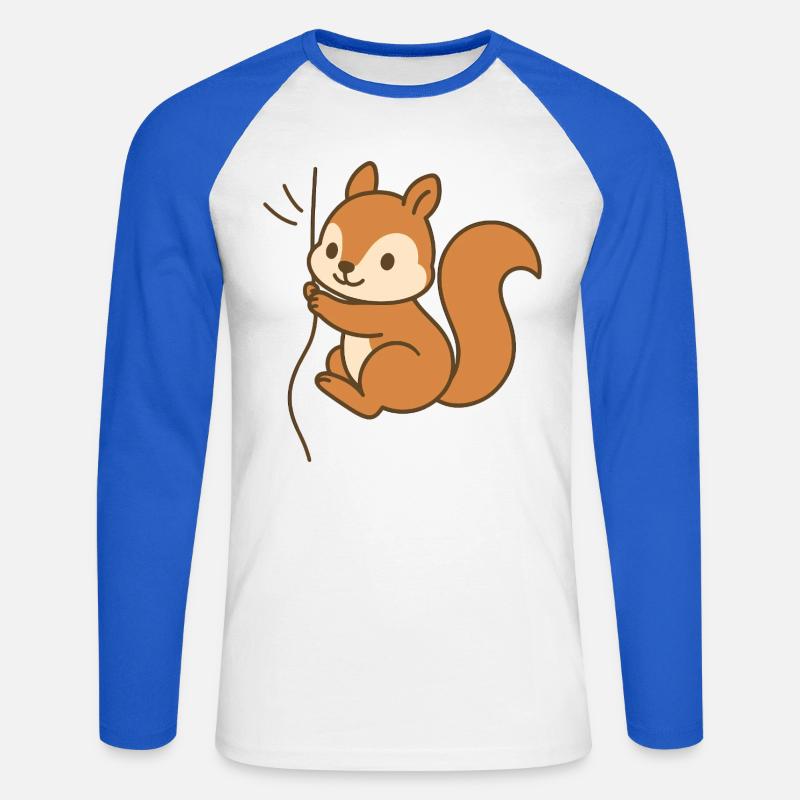 Eingekuschelt Eichhörnchen - Unisex Baseballshirt langarm - Weiß/Royalblau