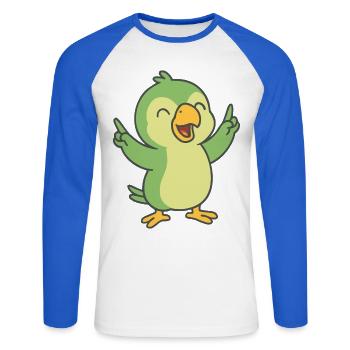 Perroquet de fête - T-shirt baseball manches longues Homme - blanc/bleu royal - Devant - Nik (191cm)
