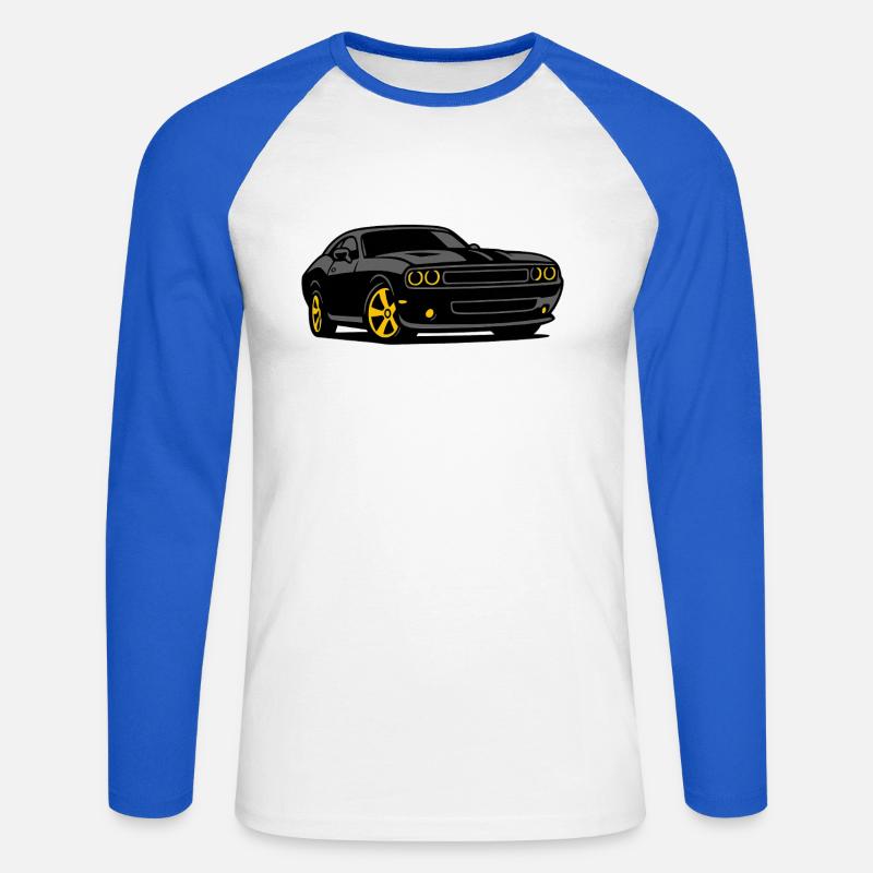 Muscolo notturno con cerchi gialli - Maglia da baseball a manica lunga da uomo - bianco/blu royal