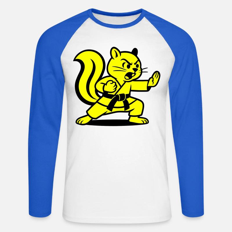 Karate Eichhörnchen! - Unisex Baseballshirt langarm - Weiß/Royalblau