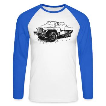 Ural Power – heavyweight on wheels - Unisex Long Sleeve Baseball T-Shirt - white/royal blue - Front - Nik (191cm)