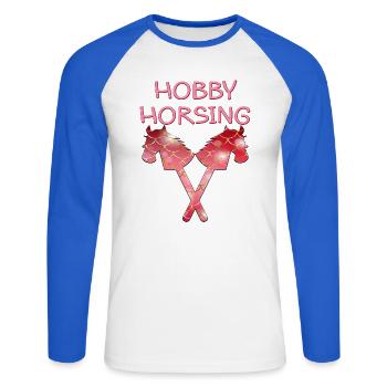 CHEVAL DE CHEVAL DE LOISIR - T-shirt baseball manches longues Homme - blanc/bleu royal - Devant - Nik (191cm)