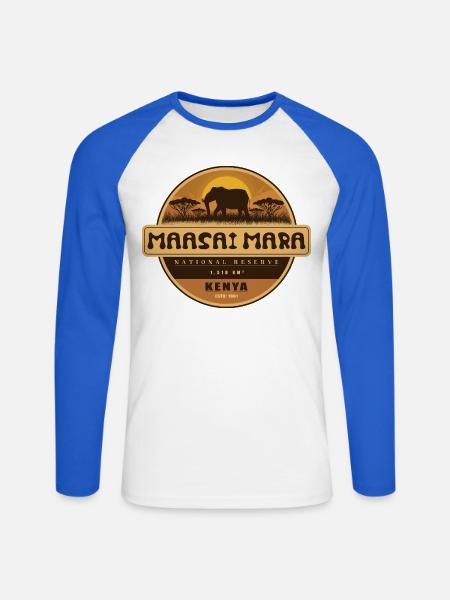 Masai Mara , Nationalreservat , Kenia - Unisex Baseballshirt langarm - Weiß/Royalblau
