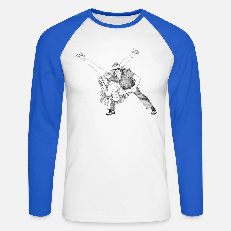 Roccia e rotelle - Maglia da baseball a manica lunga da uomo - bianco/blu royal