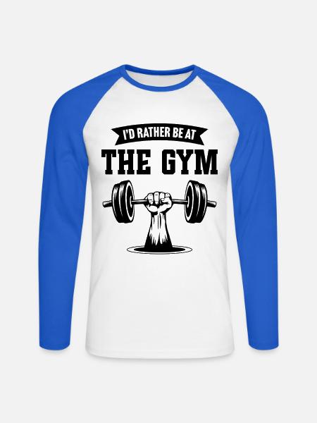 Ich wäre lieber im Fitnessstudio - Unisex Baseballshirt langarm - Weiß/Royalblau