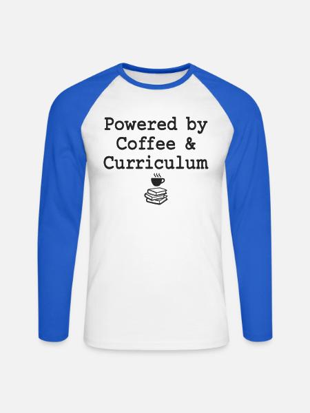 Powered by Coffee & Curriculum Coffee Statement - Unisex Baseballshirt langarm - Weiß/Royalblau