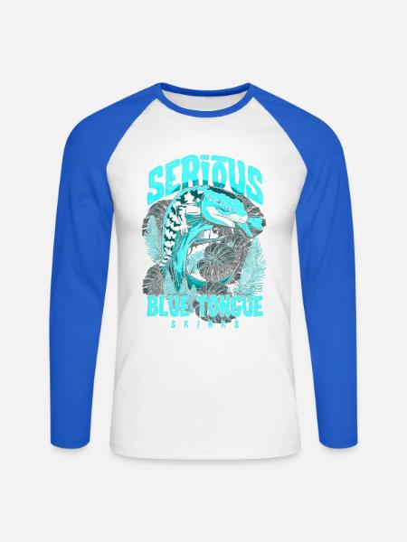 Ernsthaft über Blauzungenskinke Reptilienhalter - Unisex Baseballshirt langarm - Weiß/Royalblau