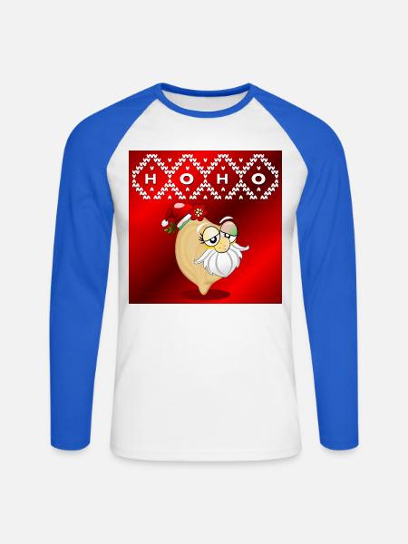 WEIHNACHTSMANN KICHERERBSEN - Unisex Baseballshirt langarm - Weiß/Royalblau