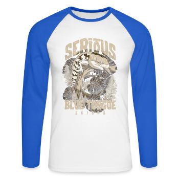 Gardien de reptiles sérieux au sujet des scinques à langue bleue - T-shirt baseball manches longues Homme - blanc/bleu royal - Devant - Nik (191cm)
