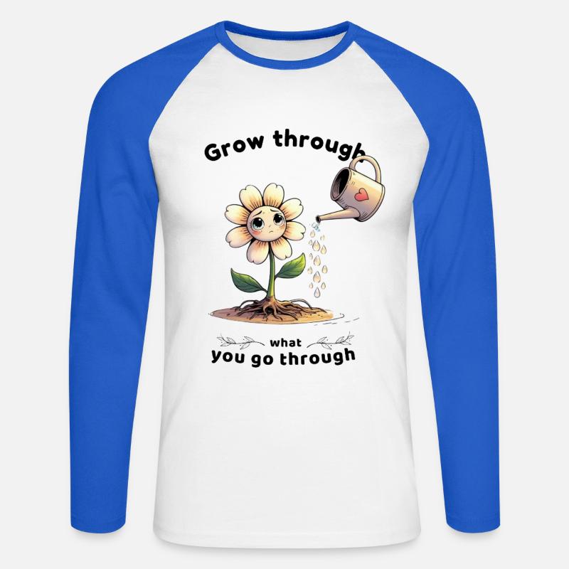 Selbstliebe wächst mit jeder Träne - Unisex Baseballshirt langarm - Weiß/Royalblau