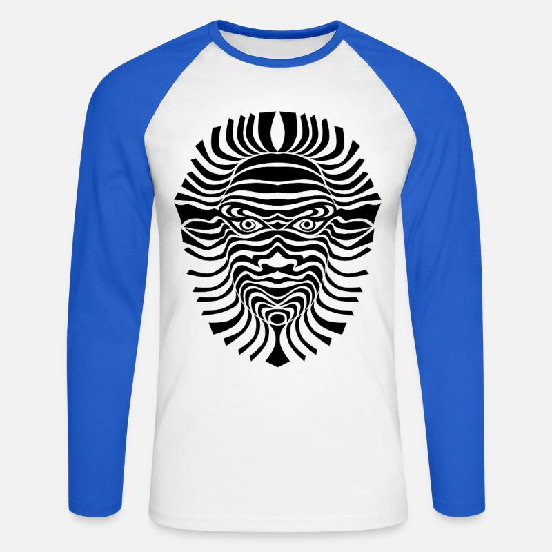 psy-chic psychedlic sixties good voodoo mask - Unisex Baseballshirt langarm - Weiß/Royalblau