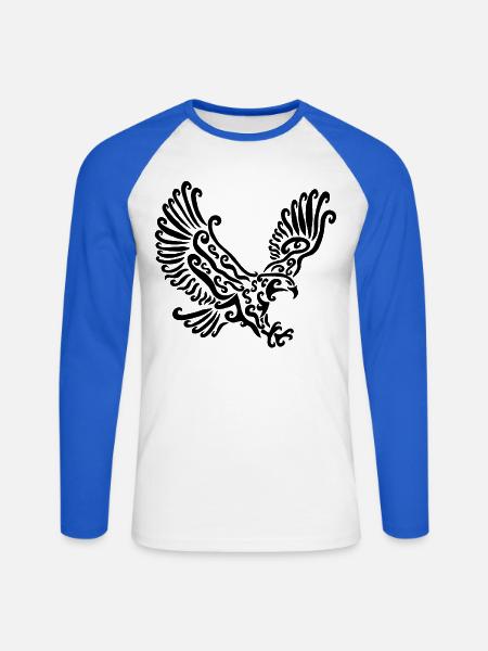 Black Eagle - Unisex Long Sleeve Baseball T-Shirt - white/royal blue