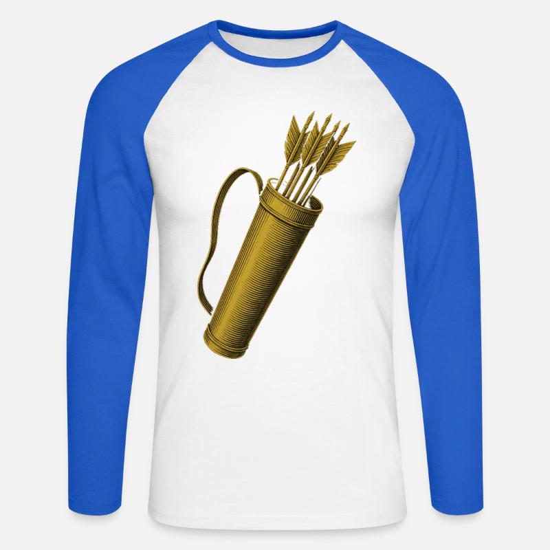 Bogenschießen Bogen Pfeil Köcher Bogenschütze - Unisex Baseballshirt langarm - Weiß/Royalblau