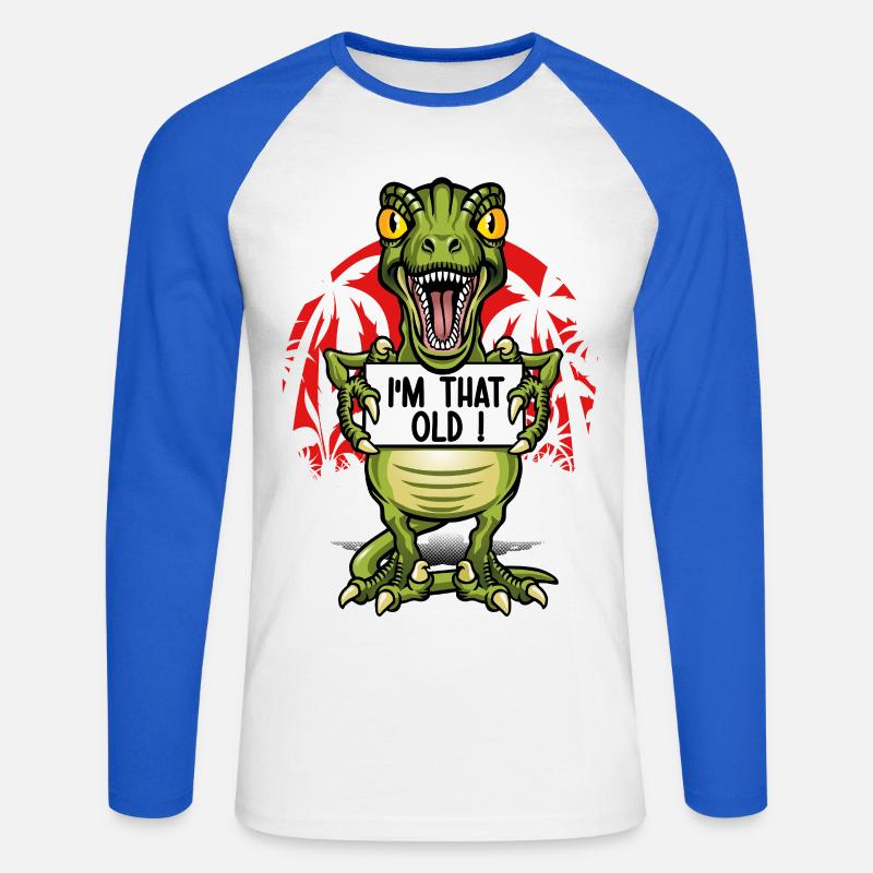 Ich bin ein alter Dinosaurier - Unisex Baseballshirt langarm - Weiß/Royalblau