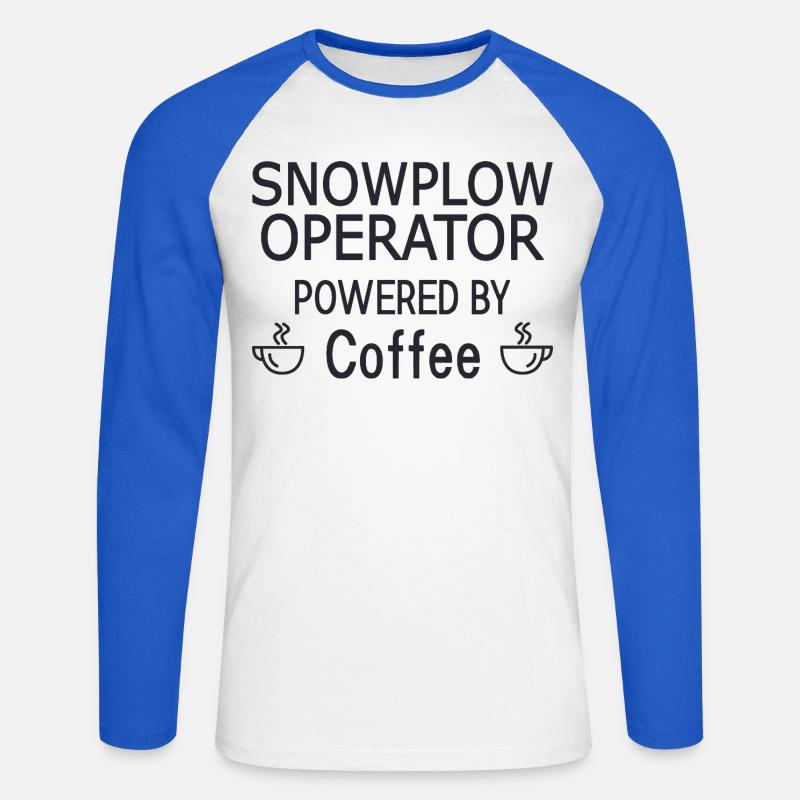 Snowplow Operator Powered Coffee Schneepflugfahrer - Unisex Baseballshirt langarm - Weiß/Royalblau