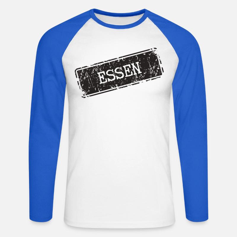 Essen Küchenmotif mit rustikaler Note - Unisex Baseballshirt langarm - Weiß/Royalblau