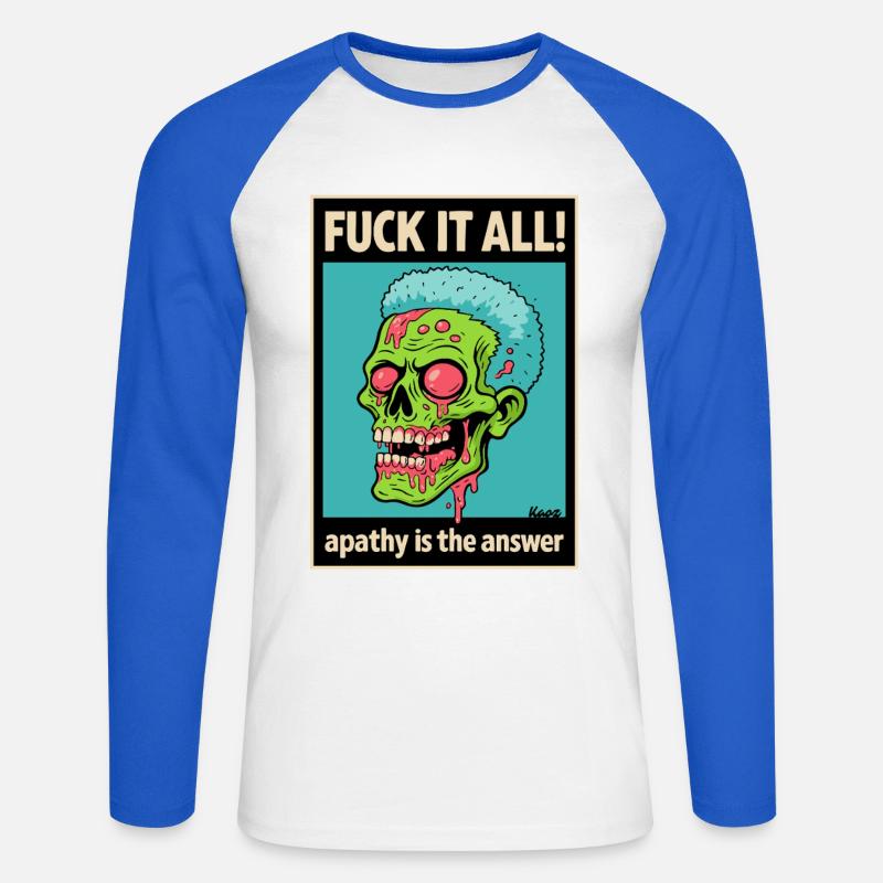 Zombie Totenschädel mit mutigem Statement - Unisex Baseballshirt langarm - Weiß/Royalblau