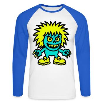 Monster mit gelben Haaren - Unisex Baseballshirt langarm - Weiß/Royalblau - Vorne - Nik (191cm)